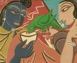 Krishna with Parrot - George  Keyt - Auction 2001 (December)