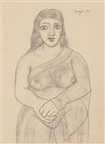 Woman in Sari - F N Souza - Auction 2004 (May)