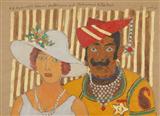 H.H. Maharaja Sawai Madhopur and Maharani Rita Devi - M F Husain - Auction December 2005