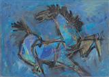 Cobalt Horse - M F Husain - Auction Dec 06