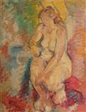 Seated Nude - I - Jehangir  Sabavala - Auction Dec 06