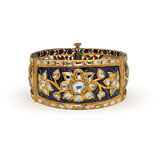 AN UNUSUAL DIAMOND AND ENAMEL CUFF BRACELET -    - Auction of Fine Jewels