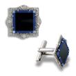 A PAIR OF BLACK ONYX AND DIAMOND CUFFLINKS - Auction of Fine Jewels