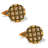 A PAIR OF DIAMOND AND ENAMELED GOLD CUFFLINKS -    - Auction of Fine Jewels