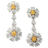 A PAIR OF DIAMOND AND COLOURED DIAMOND EAR PENDANTS -    - Auction of Fine Jewels