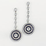 A PAIR OF DIAMOND AND SAPPHIRE EAR PENDANTS -    - Auction of Fine Jewels