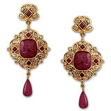 A PAIR OF RUBY AND DIAMOND EAR PENDANTS -    - Auction of Fine Jewels