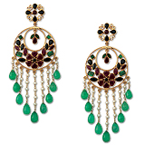 A PAIR OF RUBY AND EMERALD EAR PENDANTS -    - Auction of Fine Jewels