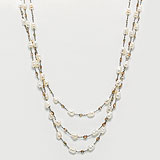 A THREE-STRAND PEARL AND COLOURED DIAMOND NECKLACE -    - Auction of Fine Jewels
