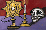 Still Life with Monstrance, Candle and Skull - F N Souza - Summer Auction 2008