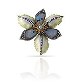 AN ENAMEL AND DIAMOND 'FLOWER' BROOCH-PENDANT -    - Spring Auction of Jewels