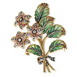 AN ENAMEL AND DIAMOND 'FLORAL SPRAY' BROOCH-PENDANT -    - Spring Auction of Jewels