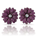A PAIR OF PINK SAPPHIRE AND DIAMOND 'FLOWER' EAR CLIPS -    - Spring Auction of Jewels