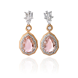 A PAIR OF MORGANITE AND DIAMOND EAR PENDANTS -    - Spring Auction of Jewels