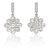 A PAIR OF DIAMOND 'FLOWER' EAR PENDANTS -    - Spring Auction of Jewels