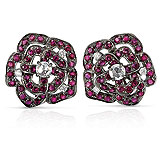 A PAIR OF RUBY AND DIAMOND 'FLOWER' EAR CLIPS -    - Spring Auction of Jewels