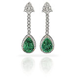 A PAIR OF EMERALD AND DIAMOND EAR PENDANTS -    - Spring Auction of Jewels