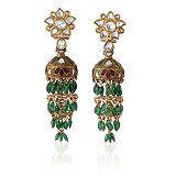 A PAIR OF EMERALD AND DIAMOND 'JHUMKI' EAR PENDANTS -    - Spring Auction of Jewels