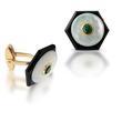 A PAIR OF MOTHER OF PEARL, EMERALD AND ONYX CUFFLINKS - Spring Auction of Jewels