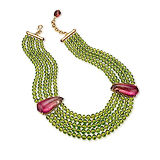 A PERIDOT BEAD AND PINK TOURMALINE NECKLACE -    - Spring Auction of Jewels