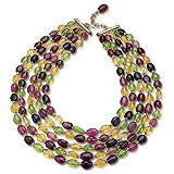A GOLD AND COLOURED STONE BEAD NECKLACE -    - Spring Auction of Jewels