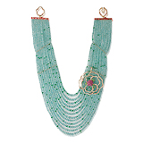 AN AQUAMARINE AND EMERALD BEAD NECKLACE WITH A DIAMOND PENDANT - Shaill  Jhaveri Couture - Spring Auction of Jewels