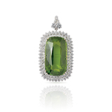 AN IMPRESSIVE PERIDOT AND DIAMOND PENDANT -    - Spring Auction of Jewels