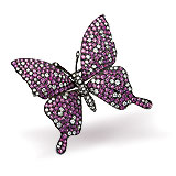 A PINK SAPPHIRE AND DIAMOND ''BUTTERFLY'' BROOCH -    - Spring Auction of Jewels