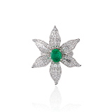 A DIAMOND AND EMERALD 'FLOWER' RING -    - Spring Auction of Jewels