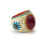 A RUBY AND ENAMEL RING -    - Spring Auction of Jewels