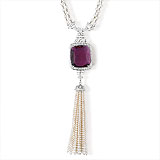 A PEARL AND RUBELITE NECKLACE -    - Spring Auction of Jewels
