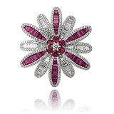 A RUBY AND DIAMOND 'FLOWER' PENDANT -    - Spring Auction of Jewels