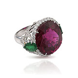 A RUBELITE, EMERALD AND DIAMOND RING -    - Spring Auction of Jewels