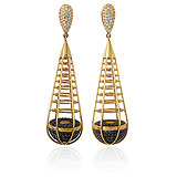 A PAIR OF DIAMOND AND BLACK DIAMOND 'TABLA' EAR PENDANTS - Smriti  Bohra - Spring Auction of Jewels