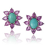 A PAIR OF TURQUOISE AND PINK SAPPHIRE EAR CLIPS -    - Spring Auction of Jewels