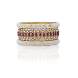 A RUBY DIAMOND AND PEARL BANGLE -    - Fine Jewels and Objets d'Art