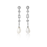 A PAIR OF NATURAL PEARL AND DIAMOND EAR PENDANTS -    - Fine Jewels and Objets d'Art