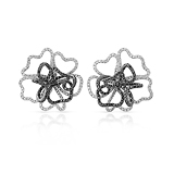A PAIR OF DIAMOND AND BLACK DIAMOND EAR CLIPS -    - Fine Jewels and Objets d'Art