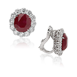 A PAIR OF RUBY AND DIAMOND EAR CLIPS -    - Fine Jewels and Objets d'Art