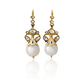 A PAIR OF PEARL AND DIAMOND EAR PENDANTS -    - Fine Jewels and Objets d'Art