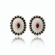 A PAIR OF RUBY, PEARL, DIAMOND AND BLACK DIAMOND EAR CLIPS - Fine Jewels and Objets d