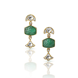 A PAIR OF EMERALD AND DIAMOND EAR PENDANTS -    - Fine Jewels and Objets d'Art