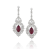 A PAIR OF RUBY AND DIAMOND EAR PENDANTS -    - Fine Jewels and Objets d'Art