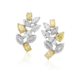 A PAIR OF DIAMOND AND COLOURED DIAMOND EAR CLIPS -    - Fine Jewels and Objets d'Art