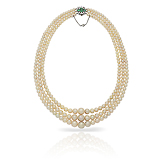A MAJESTIC THREE-STRAND NATURAL PEARL NECKLACE -    - Fine Jewels and Objets d'Art