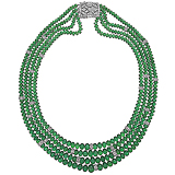 AN EMERALD BEAD AND DIAMOND NECKLACE -    - Fine Jewels and Objets d'Art
