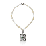 A PEARL AND DIAMOND NECKLACE -    - Fine Jewels and Objets d'Art