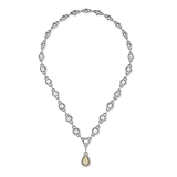 A DIAMOND AND COLOURED DIAMOND NECKLACE -    - Fine Jewels and Objets d'Art