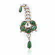 A MUGHAL INSPIRED DIAMOND AND EMERALD BROOCH - Fine Jewels and Objets d