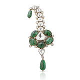 A MUGHAL INSPIRED DIAMOND AND EMERALD BROOCH -    - Fine Jewels and Objets d'Art
